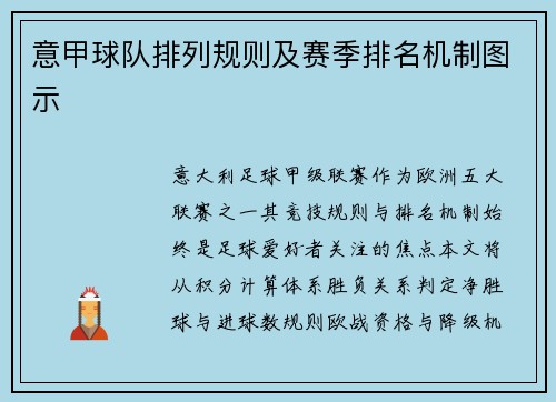 意甲球队排列规则及赛季排名机制图示